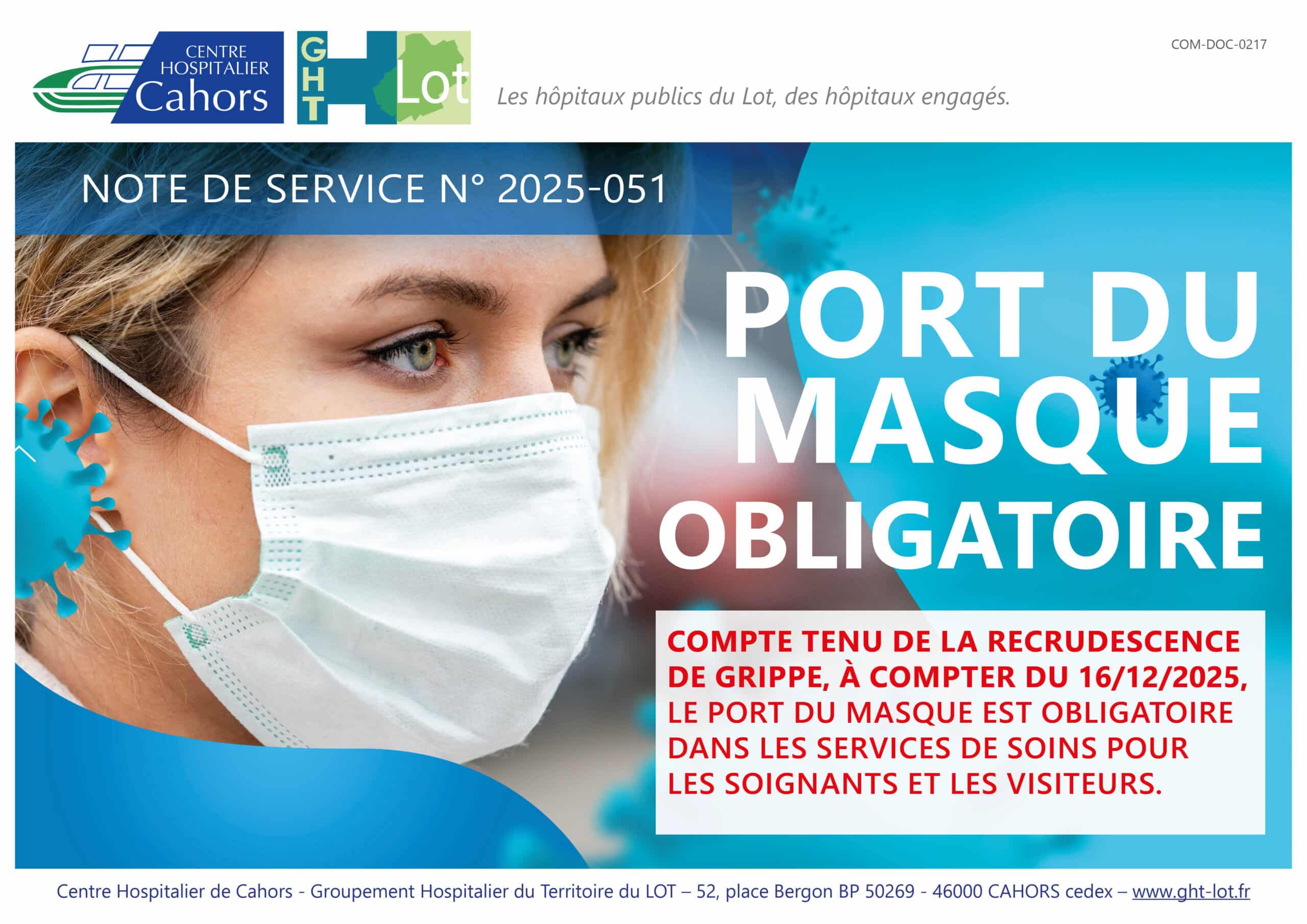 Port du masque OBLIGATOIRE au CH Cahors