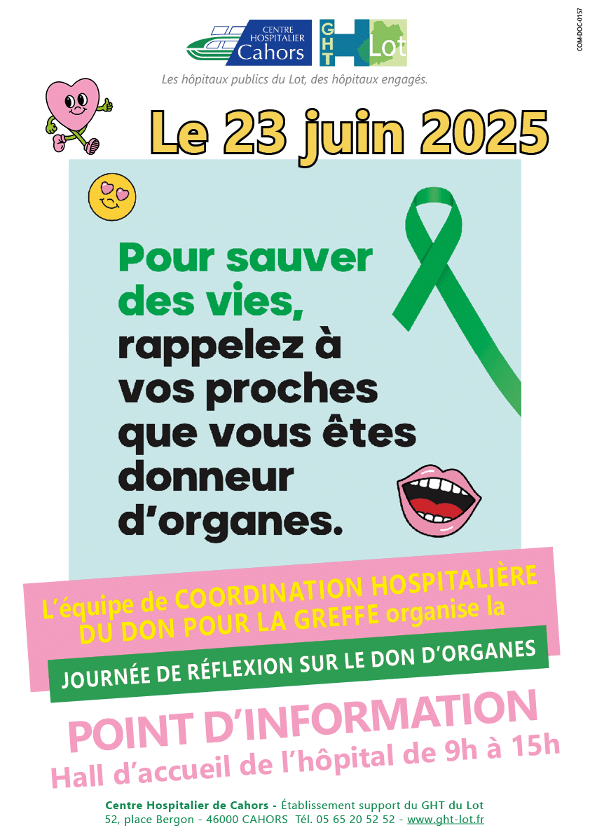 Journée de réflexion sur le don d’organes au CH de Cahors : 23 juin